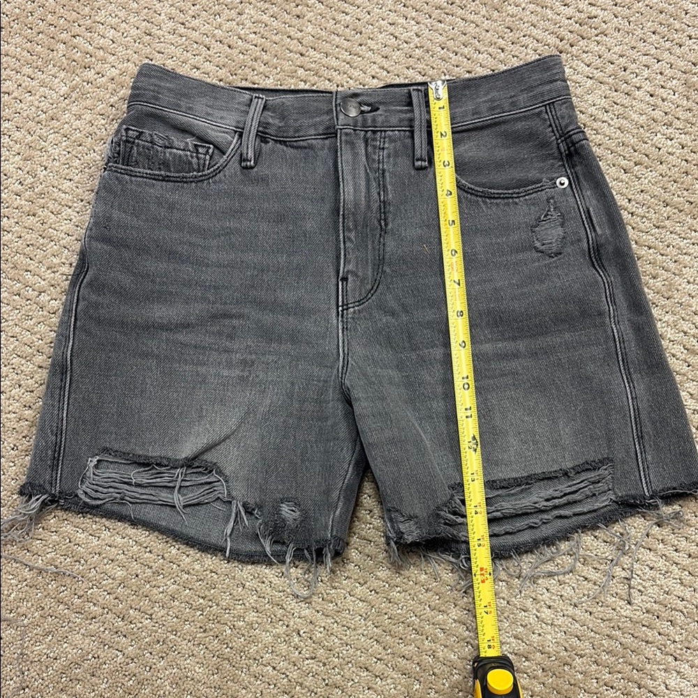 Frame Denim Black Jean Shorts Distressed Cut-Off